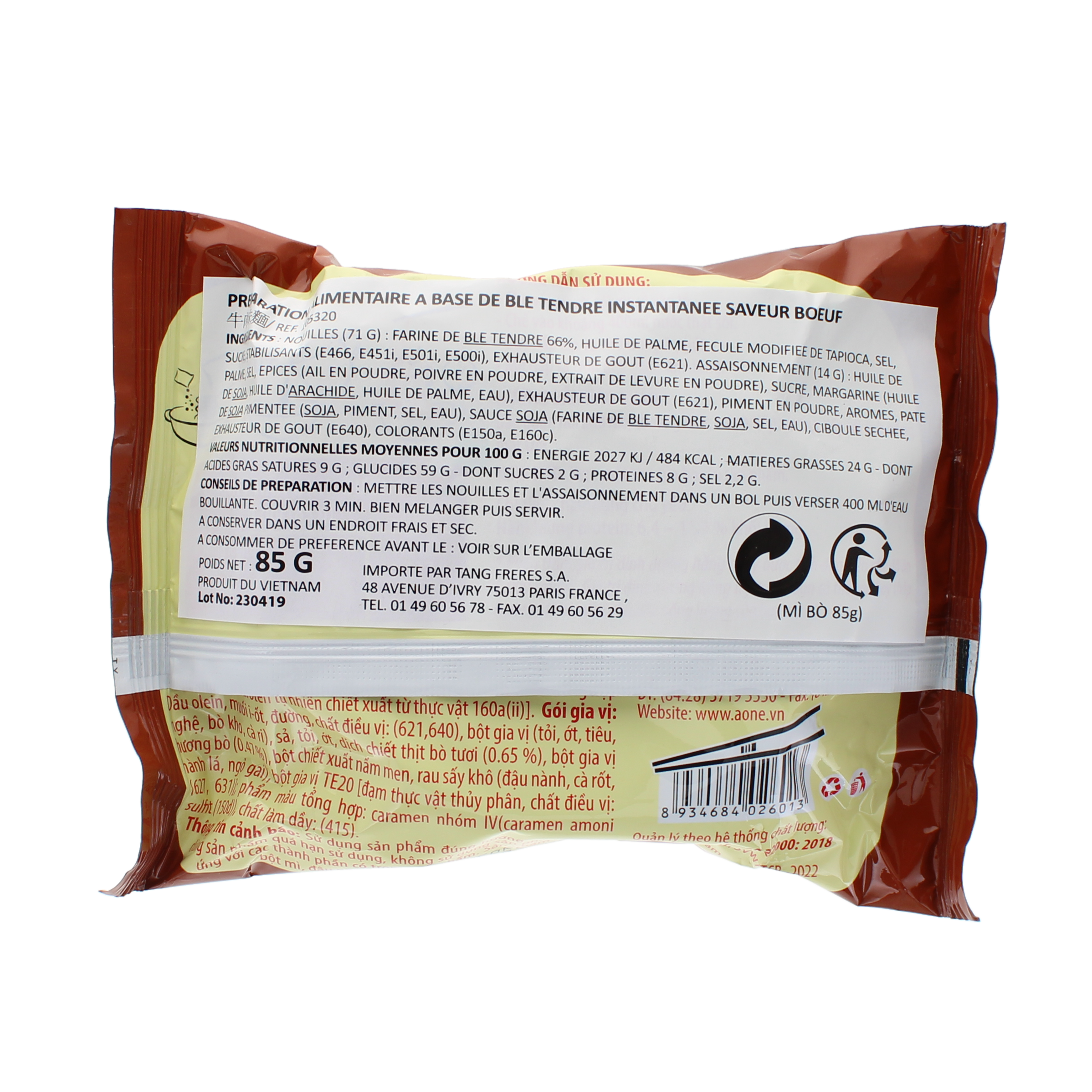 2018-02 - 105320- Prepa. alimentaire a base de ble tendre instantanee saveur boeuf A-ONE 85g_02