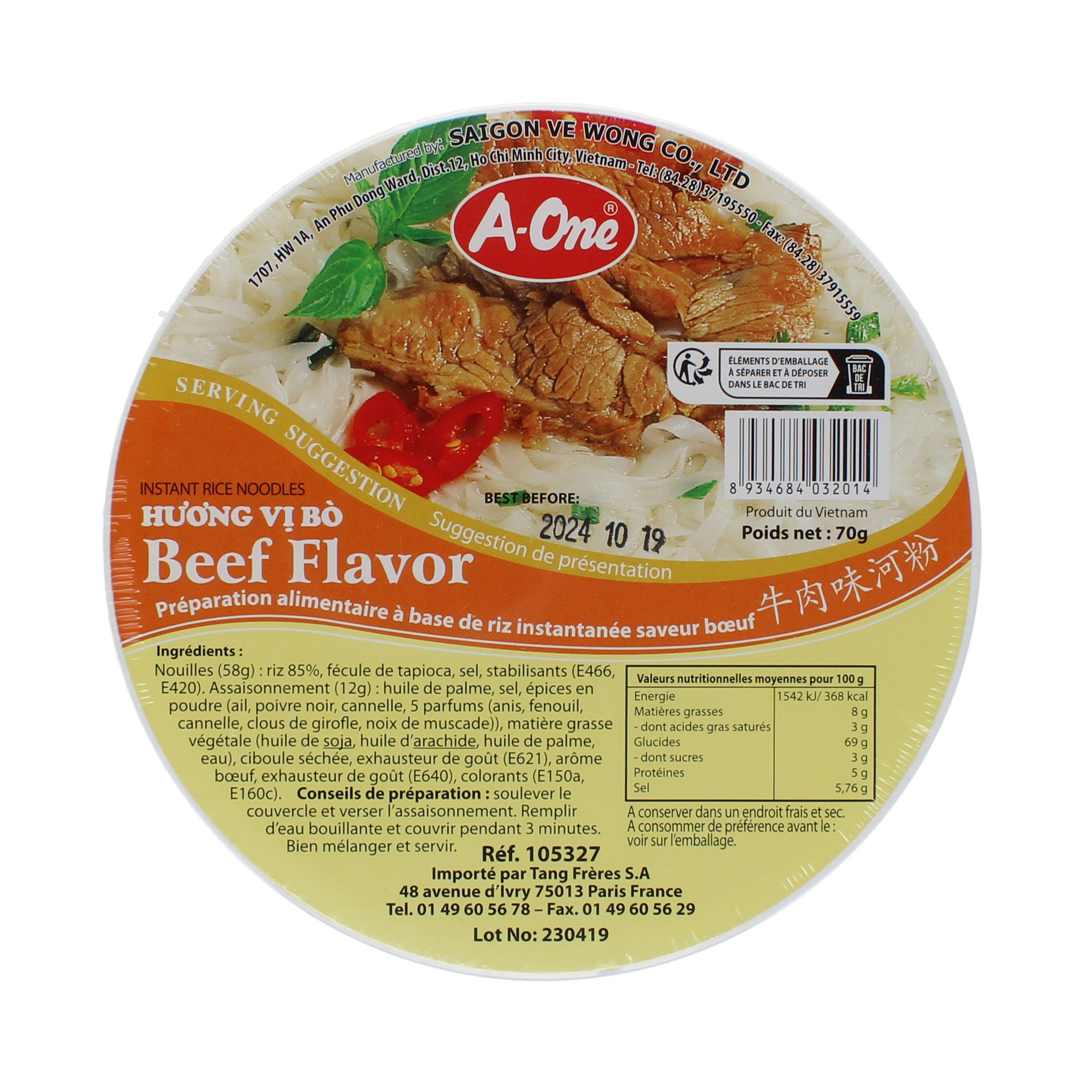2018-02 - 105327- Prepa. alimentaire a base de riz instantanee saveur boeuf A-ONE 70g_01