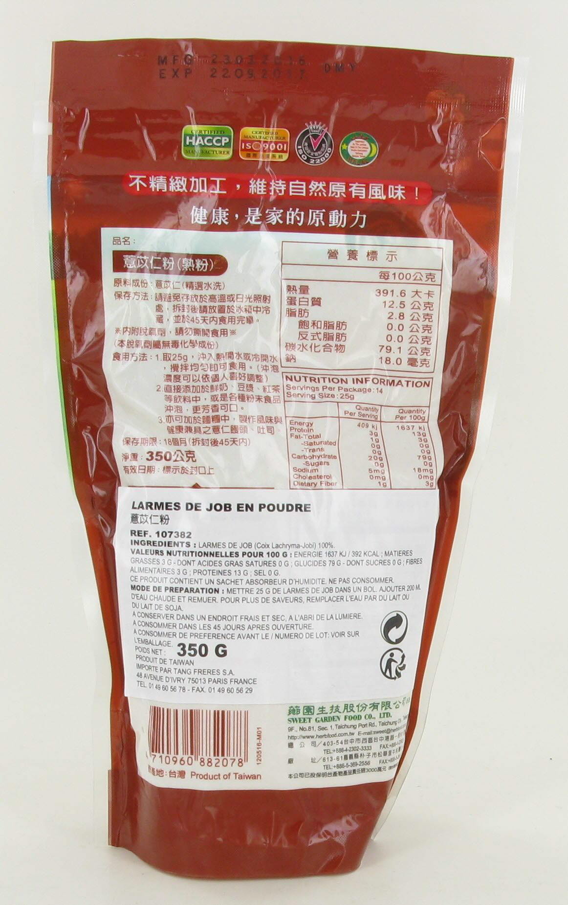 2018-02 - OLD_107382 LARMES DE JOB EN POUDRE 350G ETG –