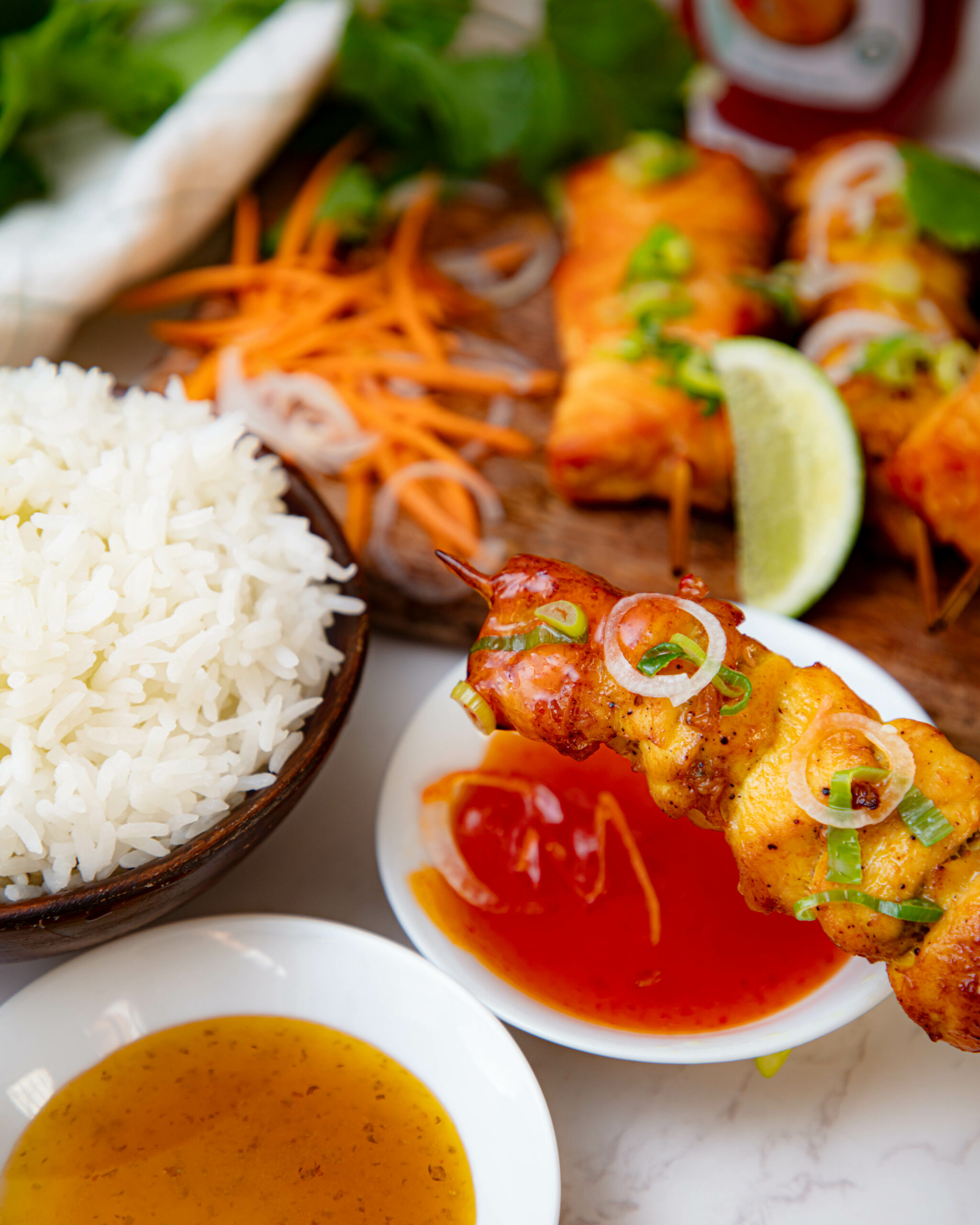 2024-12 - Recettes asiatique des brochettes de saumon et de poulet sauces Tinh Viet 10
